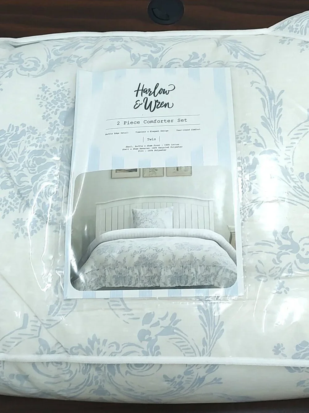 LPN - Harlow & Wren Twin Ruffle Comforter Set - Blue Floral